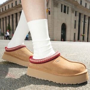 UGG Tan and Red Mules